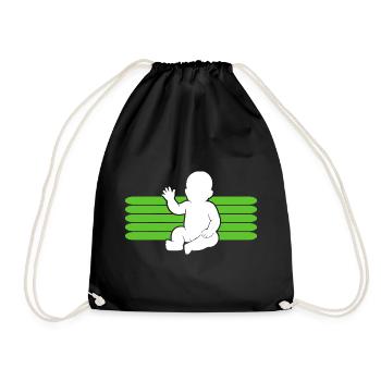 Baby Motiv winken Body Strampler Lustige Sprüche - Turnbeutel - Schwarz - Vorne