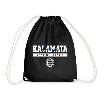Kalamata Griechenland Koordinaten Reise Souvenir - Turnbeutel - Schwarz - Vorne