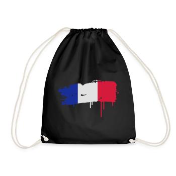 Un drapeau français peint avec un coup de pinceau - Sac de sport léger - noir - Devant