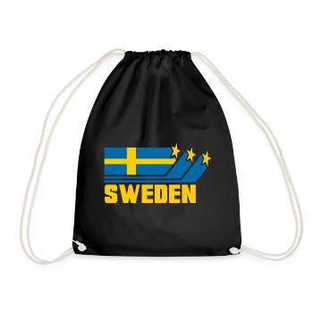 Sweden / Swedish - Flag / Gift - Drawstring Bag - black - Front