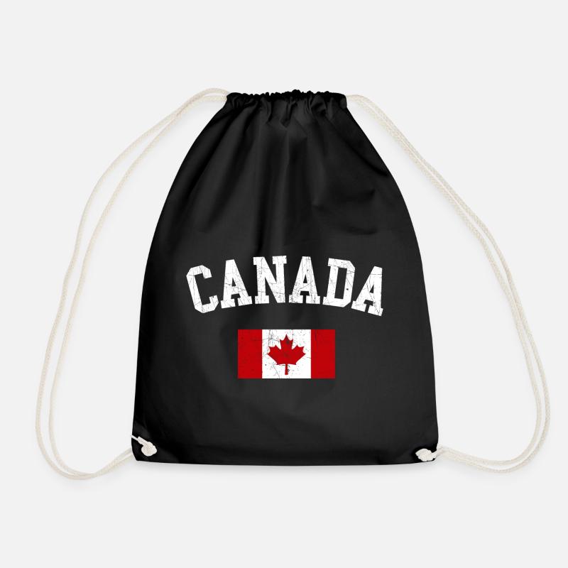 Canada Arc with Maple Flag - Drawstring Bag - black
