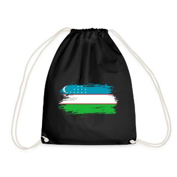 Uzbekistan flag flag - Drawstring Bag - black - Front