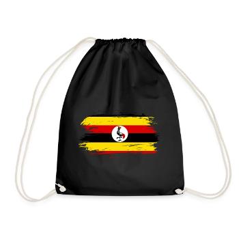 Uganda flag flag - Drawstring Bag - black - Front