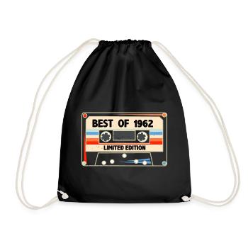 Best Of 1962 - 60. Geburtstag Geschenk - Kassette - Turnbeutel - Schwarz - Vorne