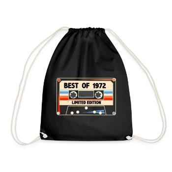 Best Of 1972 - 50. Geburtstag Geschenk - Kassette - Turnbeutel - Schwarz - Vorne