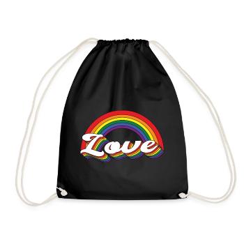 Love Rainbow - Drawstring Bag - black - Front