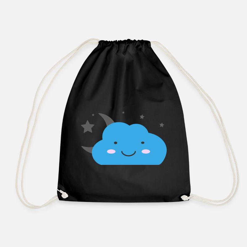 Kawaii cloud and starry sky - Drawstring Bag - black