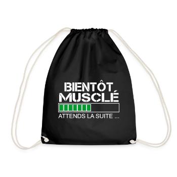 Bientot musclé (blanc et vert) - Sac de sport léger - noir - Devant