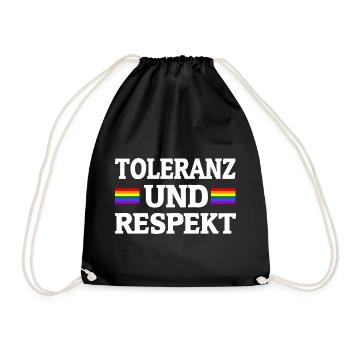 Toleranz Und Respekt Gay Rights LGBTQ Regenbogen - Turnbeutel - Schwarz - Vorne