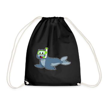 Seal Diver Snorkel Diving - Drawstring Bag - black - Front