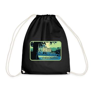 View of Château de Chenonceau: Loire Valley - Drawstring Bag - black - Front