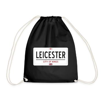 Ortsschild von Leicester - Turnbeutel - Schwarz - Vorne