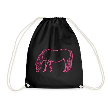 Pferd rosa pink - Turnbeutel - Schwarz - Vorne