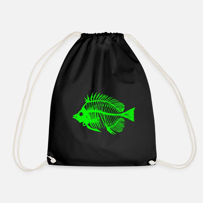 Leuchtender Fisch Skeleton Design - Turnbeutel - Schwarz