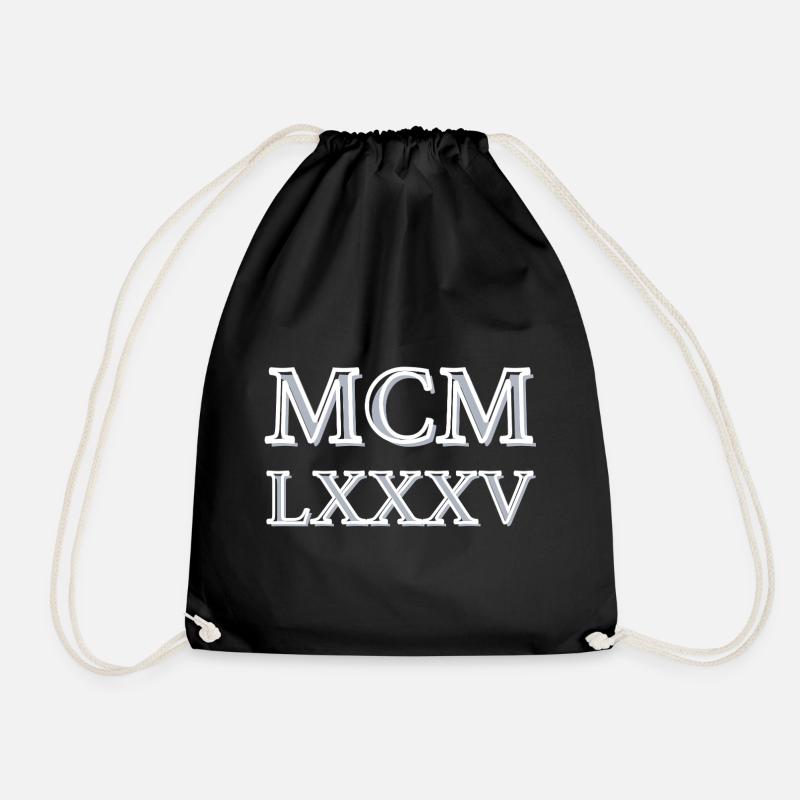 Roman numerals 1985 - MCMLXXXV - Drawstring Bag - black