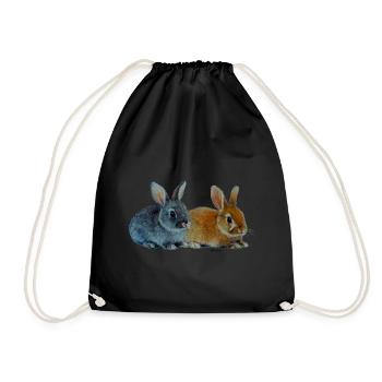 Hasen - Ostern - Turnbeutel - Schwarz - Vorne
