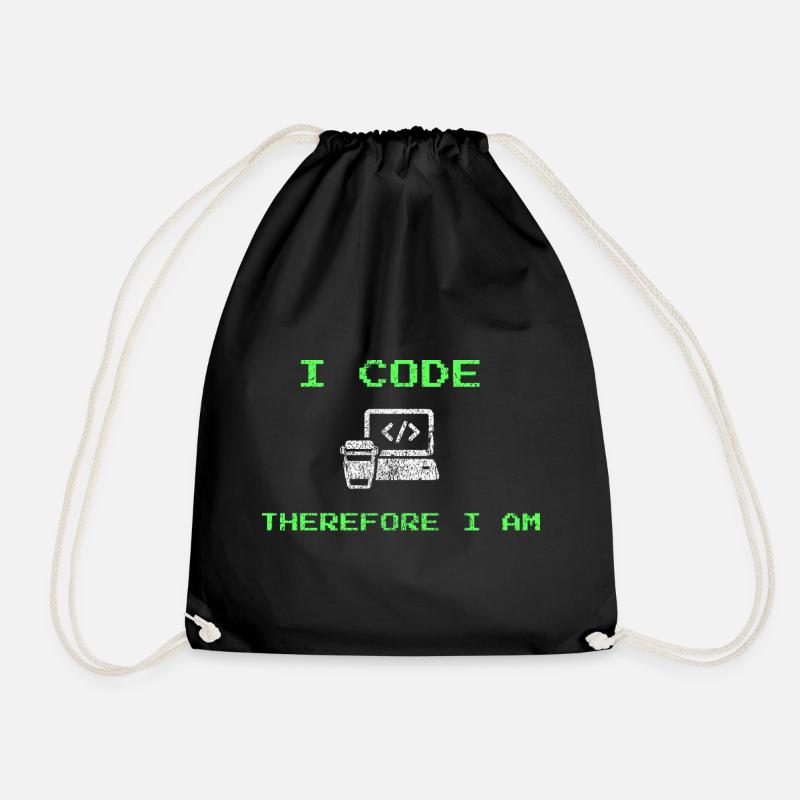 Ich programmiere, also bin ich – lustiges Entwickler-T-Shirt - Turnbeutel - Schwarz