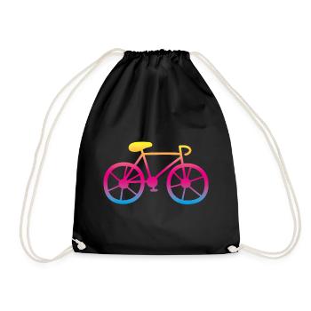 Bicycle Bike Color Rainbow Wheel Cycling Tour - Drawstring Bag - black - Front
