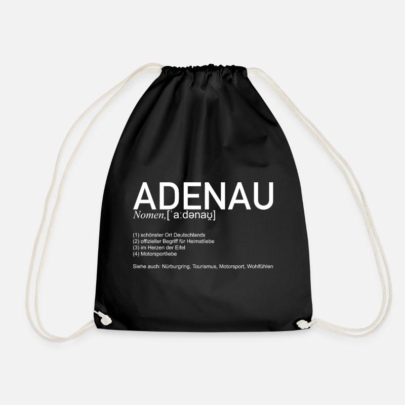 Adenau [Bedeutung] (weiß) - Turnbeutel - Schwarz