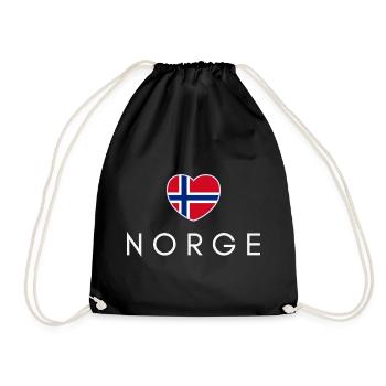 Heart with Norwegian flag, Norwegian pride - Drawstring Bag - black - Front