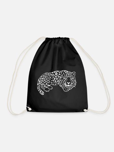 Chemise chat léopard T-shirt Leparden Cadeau - Sac de sport léger - noir