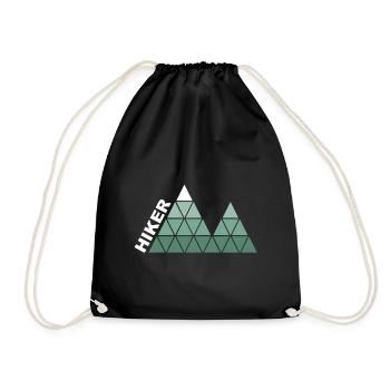 "Hiker" - Geometric Mountain Design - Drawstring Bag - black - Front