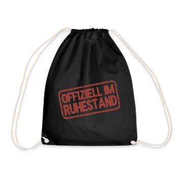Officially Retired - Stamp - Drawstring Bag - black - Front