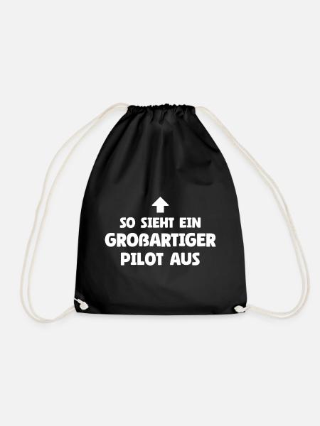 So sieht ein großartiger Pilot aus - Turnbeutel - Schwarz