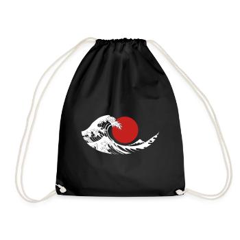 Esthétique japonaise du Soleil Rouge de la Grande Vague - Sac de sport léger - noir - Devant