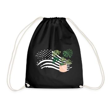 American Flag Plant Lover Plants - Drawstring Bag - black - Front