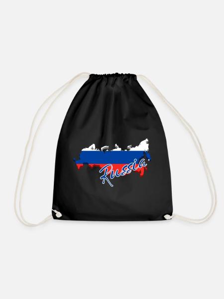 Karte mit der Flagge Russlands, ich liebe Russland - Turnbeutel - Schwarz
