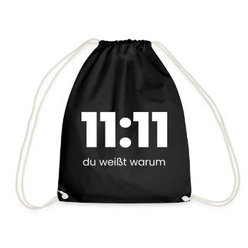 11:11 Du weißt warum – Mystisches Minimal Shirt - Turnbeutel - Schwarz - Vorne