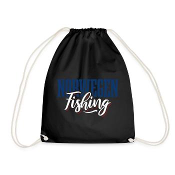 Norway Fishing - Angler Gift - Drawstring Bag - black - Front