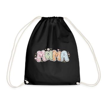 Mama Vintage Skull – Style Retro Groovy Crâne Fleu - Drawstring Bag - black - Front