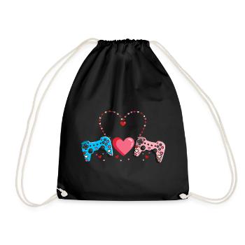 Retro Heart Valentine's Day Design Love - Drawstring Bag - black - Front
