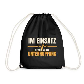 Im Einsatz gegen akute Unterhopfung Bier Spruch - Turnbeutel - Schwarz - Vorne