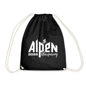 Alpen Überquerung 2026 - Fahrrad - Turnbeutel - Schwarz - Vorne
