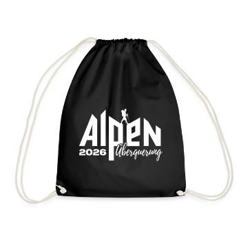 Alpen Überquerung 2026 - Wandern - Turnbeutel - Schwarz - Vorne