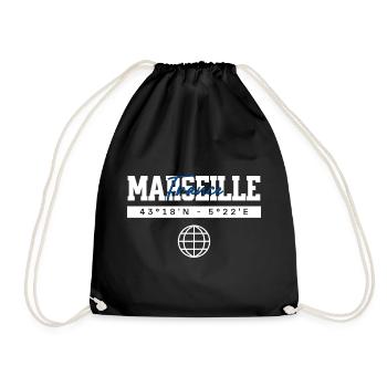 Marseille Frankreich Koordinaten Reise Souvenir - Turnbeutel - Schwarz - Vorne