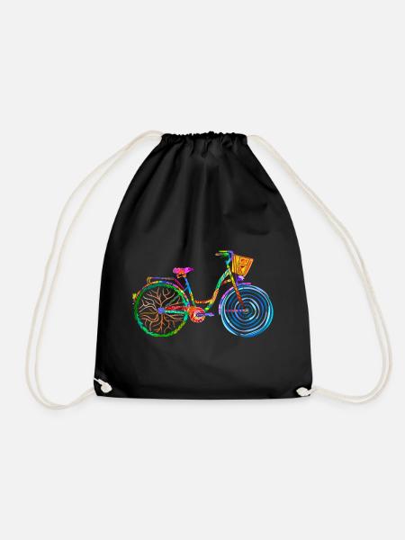colorful bike, ladies bike, colors bike, ladies bike - Drawstring Bag - black
