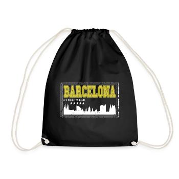 Barcelona Spain City Skyline Home Love - Drawstring Bag - black - Front