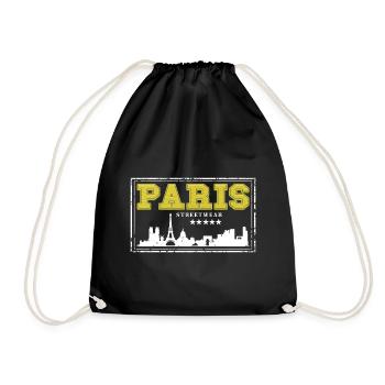 Paris France City Skyline Home Love - Drawstring Bag - black - Front