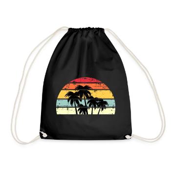 Palm Retro Coucher de soleil - Sac de sport léger - noir - Devant