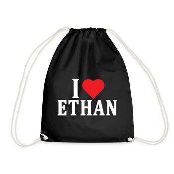 T-Shirt I love Ethan T-Shirt Geschenkidee - Turnbeutel - Schwarz - Vorne