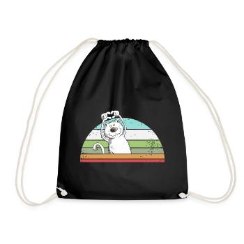 Drollige Katze Cartoon Vintage Katzenliebhaber - Turnbeutel - Schwarz - Vorne