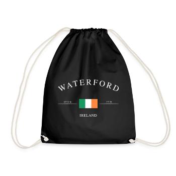 Waterford Ireland – Holiday Souvenir & Gift - Drawstring Bag - black - Front