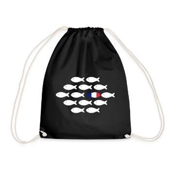 Fish in rows with tricolor fish - Drawstring Bag - black - Front
