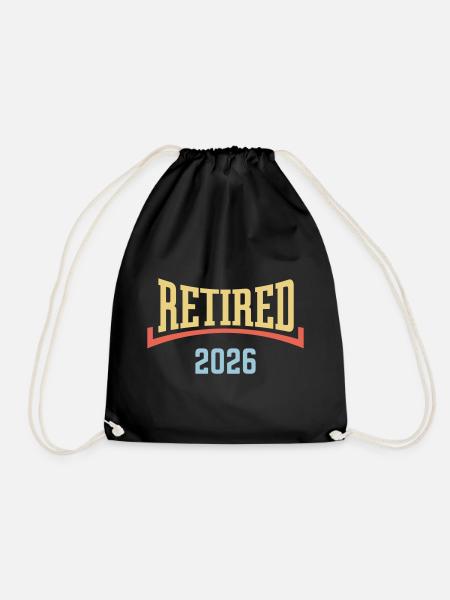 Retired 2026 (Retiree / Concave / 3C) - Drawstring Bag - black