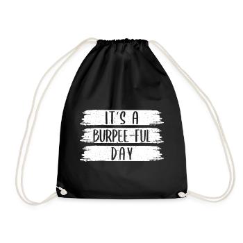 Gym Junkies It ́s A Burpee-Ful Day Calisthenics - Drawstring Bag - black - Front