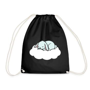 Schlafender Hase auf Wolke Traum - Turnbeutel - Schwarz - Vorne